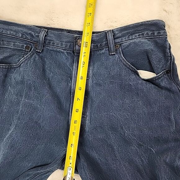 Levis Mens 501 Button Fly Jeans Sz 32x30 Dark Wash 100% Cotton - Picture 13 of 16
